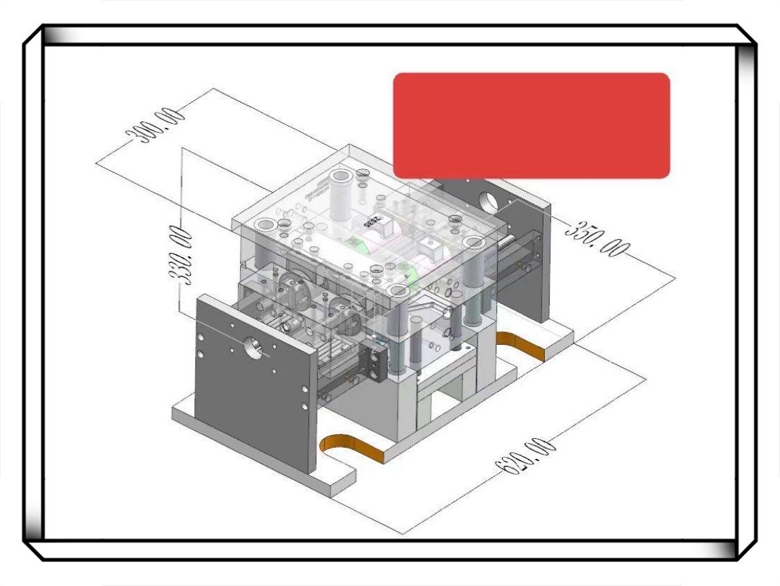 Bố trí khuôn thể hiện đường phân khuôn và độ co ngót dự phòng